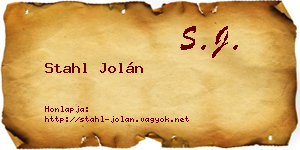 Stahl Jolán névjegykártya